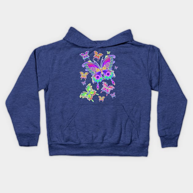 Butterfly Colorful Tattoo Style Kids Hoodie by BluedarkArt